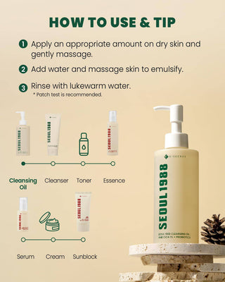 KSECRET Seoul 1988 Cleansing Oil: Pine Cica 1% + Probiotics 200mL - Kbeauty Canada