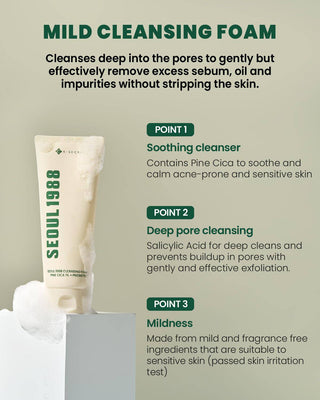 KSECRET Seoul 1988 Cleansing Foam: Pine Cica 1% + Probiotics 150mL - Kbeauty Canada