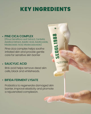 KSECRET Seoul 1988 Cleansing Foam: Pine Cica 1% + Probiotics 150mL - Kbeauty Canada