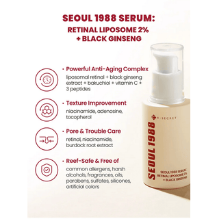 KSECRET Seoul 1988 SERUM: Retinal Liposome 2% + Black Ginseng 30mL - Kbeauty Canada