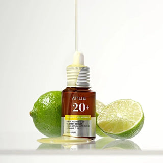 Anua Vitamin C 20 Blemish Serum in a sleek bottle, showcasing its bright orange packaging and dropper applicator.