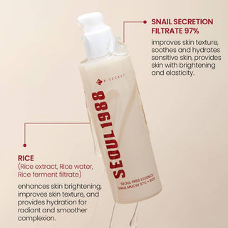 KSECRET Seoul 1988 ESSENCE: Snail Mucin 97% + Rice 100mL - Kbeauty Canada