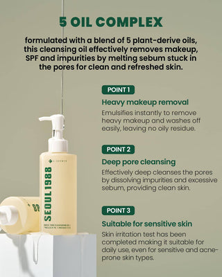 KSECRET Seoul 1988 Cleansing Oil: Pine Cica 1% + Probiotics 200mL - Kbeauty Canada