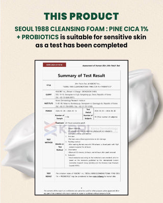 KSECRET Seoul 1988 Cleansing Foam: Pine Cica 1% + Probiotics 150mL - Kbeauty Canada