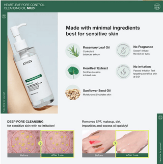 ANUA Heartleaf Pore Control Cleansing Oil Mild 200mL - Kbeauty Canada