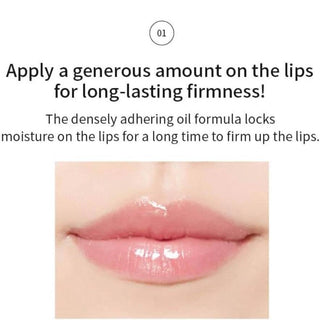 APIEU Honey and Milk Lip Oil in peach flavor, 5g, showing the clear lip oil with peach extract for nourishing lips.