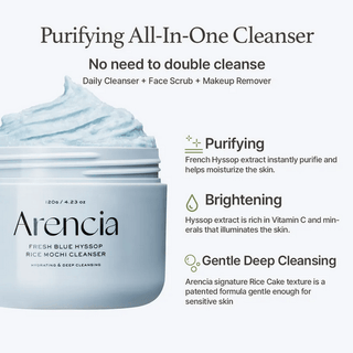 ARENCIA Fresh Blue Hyssop Rice Mochi Cleanser 120g - Kbeauty Canada