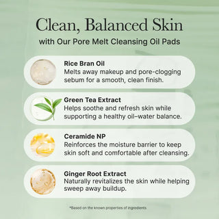 Arencia Pore Melt Cleansing Oil Pad, a pack of 50 soft, textured pads designed for deep cleansing and pore refinement.