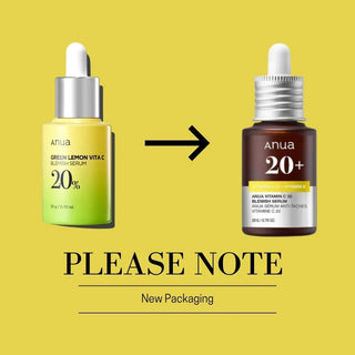 Anua Vitamin C 20 Blemish Serum in a clear bottle with dropper, showcasing brightening skincare for blemish-prone skin.