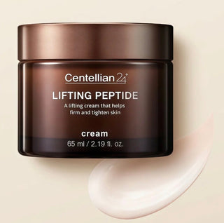 Centellian24 Lifting Peptide Cream in 65ml jar, featuring a sleek container, designed for firming and nourishing the skin.