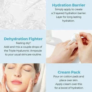 COSRX Hydrium Triple Hyaluronic Moisture Ampoule 40mL bottle, clear liquid skincare product with hyaluronic acid for hydration