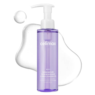 CELIMAX Fresh Blackhead Jojoba Cleansing Oil 150ml, a natural facial oil with jojoba for deep cleansing and blackhead removal.