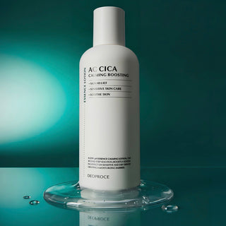 Deoproce AC Cica calming essence lotion in a 150ml bottle, showcasing the soothing and nourishing skincare product.