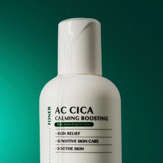 Deoproce AC Cica calming boosting toner in a 150ml bottle, featuring soothing ingredients for sensitive skin.