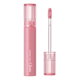 rom&nd Glasting Colour Gloss lip gloss in Peony Ballet with a shiny, smooth finish and vibrant pink color.