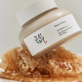 Beauty of Joseon Ground Rice and Honey Glow Mask in a 150mL jar, showcasing the natural ingredients and creamy texture.
