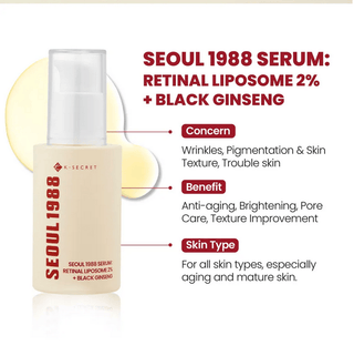 KSECRET Seoul 1988 SERUM: Retinal Liposome 2% + Black Ginseng 30mL - Kbeauty Canada