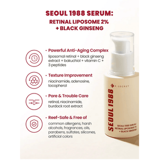 KSECRET Seoul 1988 SERUM: Retinal Liposome 2% + Black Ginseng 30mL - Kbeauty Canada
