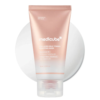 Medicube Collagen Milk Toning Wrapping Mask in a 75mL jar, designed for facial skin nourishment and toning.
