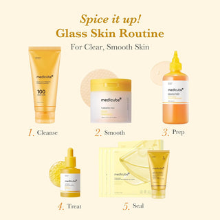Medicube Kojic Acid Turmeric Niacinamide Serum in 30mL bottle, featuring a dropper applicator and clear serum inside.