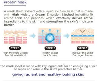 Mediheal A:PE Proatin Face Sheet Mask 25mL, nourishing skincare mask with nourishing ingredients, displayed on a white background.