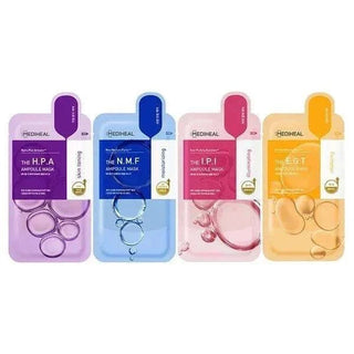 Mediheal The N.M.F Ampoule Face Sheet Mask showing a nourishing sheet mask with ampoule essence in a 27mL package.