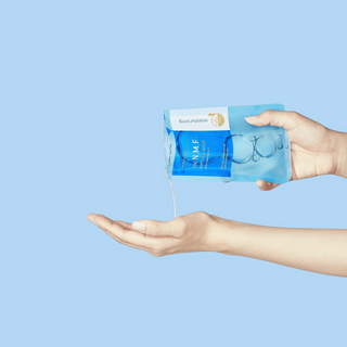Mediheal The N.M.F Ampoule Mask, a face sheet mask with nourishing ingredients, displayed in packaging on a white background.