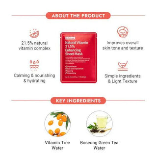 BY WISHTREND Natural Vitamin 21.5% Enhancing Sheet Mask (1ea) - Kbeauty Canada