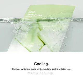 Abib Collagen Gel Mask Heartleaf Jelly face sheet mask in a clear plastic packaging with product branding visible.