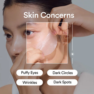 Abib Collagen Eye Patch with Jericho Rose Jelly, 60-piece set in a clear jar, showcasing the jelly texture and eye patches inside.