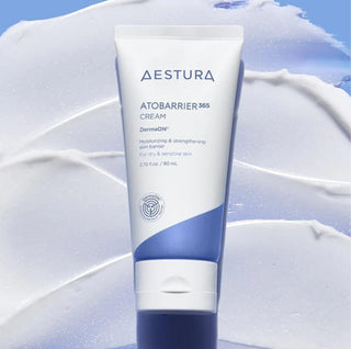 Aestura Atobarrier 365 Cream in an 80ml jar, smooth cream for skin hydration and barrier repair.