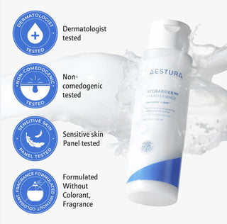 Aestura Atobarrier 365 Hydro Essence bottle, 200mL, skincare essence with hydrating and protective ingredients.
