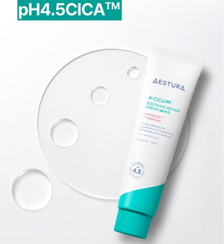 Aestura A-Cica 365 Soothing Repair Cream in 60mL jar, featuring a light texture and gentle, soothing formula for facial skin.