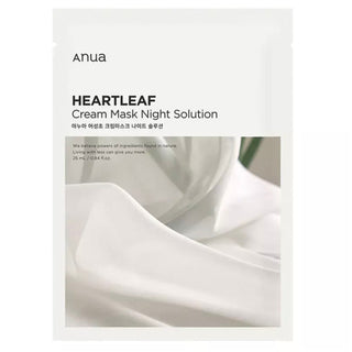 Anua Heartleaf Cream Mask Night Solution face sheet mask with soothing heartleaf extract for calming skin care.