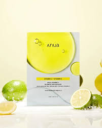 Anua Vitamin C Blemish Serum Face Sheet Mask with brightening and soothing ingredients, shown in the image.