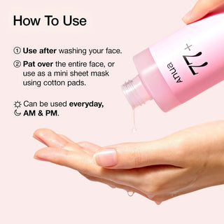 ANUA Peach 77 Niacin Essence Toner bottle showing peach-colored liquid in a clear 250mL container.