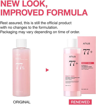 Anua Peach 77 Niacin Essence Toner bottle, 250mL, with peach and niacin ingredients on the label.