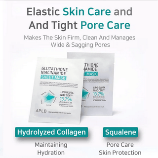 APLB Glutathione Niacinamide Face Sheet Mask in 25mL package, showcasing the sheet mask ready for skincare treatment.