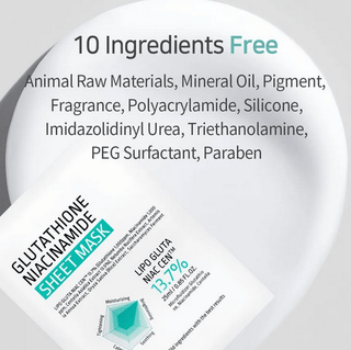 APLB Glutathione Niacinamide Face Sheet Mask 25mL, soothing skincare mask with brightening ingredients, shown in its packaging.