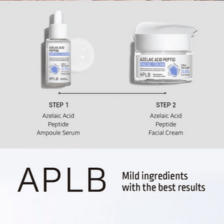 APLB Azelaic Acid Peptide Ampoule Serum 40mL bottle with dropper, clear glass container, and white label, skincare product.