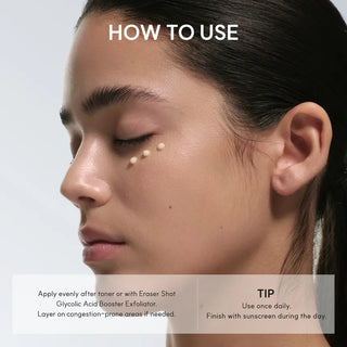 Arencia Eraser Shot Glycolic Acid Booster 30ml bottle with dropper, skincare treatment for exfoliation and skin renewal.