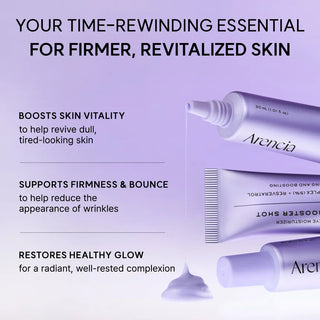Arencia NAD+ booster shot in 30ml bottle, showing clear liquid and branding on the packaging.