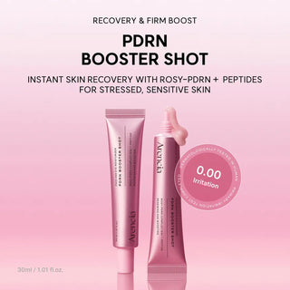 Arencia PDRN Booster Shot 30ml, clear glass vial with label, containing skin revitalizing booster serum for facial skincare.