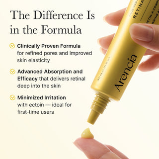 Arencia Retinal Booster Shot 30ml bottle with dropper, showing the skincare product in clear glass packaging.