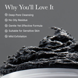 Arencia Black Tea Rice Mochi Cleanser in a white tube with black and gold accents, displayed next to its packaging.
