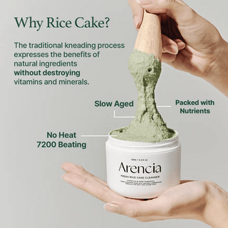 Arencia Fresh Green Rice Mochi Cleanser 120g tube with green packaging, designed for gentle facial cleansing and skincare.