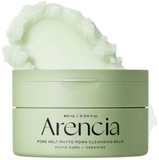 Arencia Pore Melt Phyto PDRN Cleansing Balm in 90ml jar, with a smooth balm texture and fresh botanical packaging.