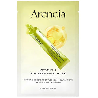 Arencia Vitamin C Booster Shot Face Mask 27ml jar with bright packaging and a fresh citrus design.