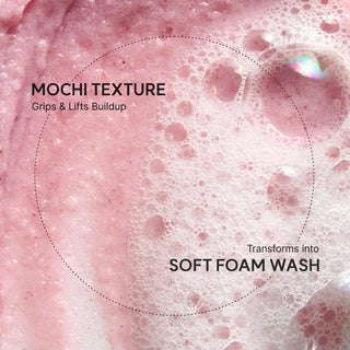 Arencia Fresh Rosehip Rice Mochi Facial Cleanser 120g with soft, foamy texture and rosehip ingredients for gentle cleansing.