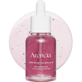 Arencia Red Smoothie Serum 8, a 30mL bottle of Korean skincare serum with a sleek red bottle and dropper applicator.